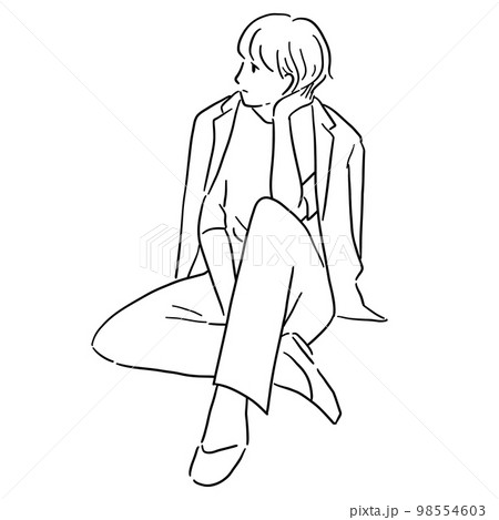 肘をついて考え事をする女性 98554603