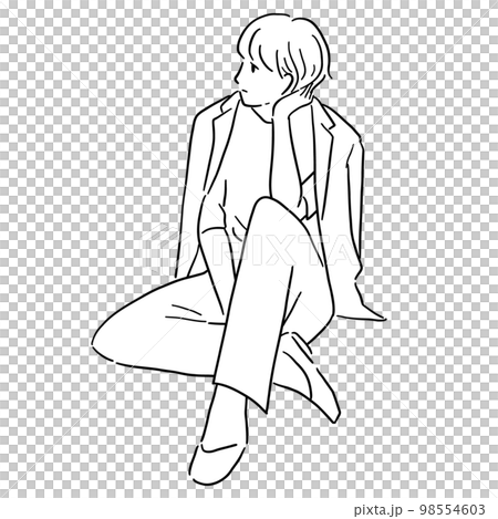 肘をついて考え事をする女性 98554603