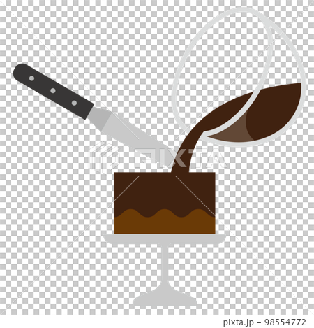 チョコレートをスポンジケーキの上にかける 98554772