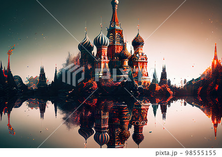 Moscow of the future abstraction drawing. Generative AI 98555155