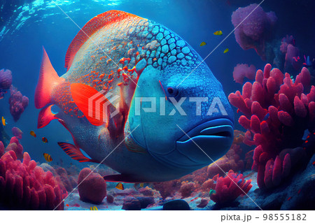 fish and corals. underwater world of the red world. Generative AI fish and corals. underwater world of the red world. Generative AI 98555182