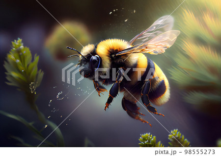 3d bee. drawing of a bee. Generative AI 98555273