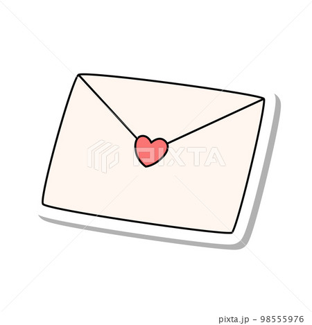 ステッカー風バレンタインイラスト ラブレター ステッカー風バレンタインイラスト ラブレター 98555976