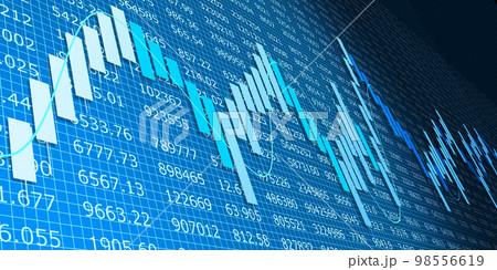 金融チャートとデジタルデータ、経済状況のイメージ図 98556619