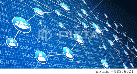通信ネットワーとデジタルデータ、ソーシャルネットワークのコンセプトイメージ 98556621