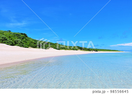 沖縄　青空と青い海の波照間島 98556645