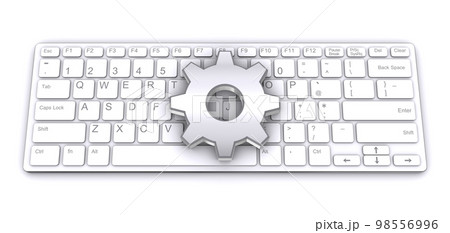 歯車とキーボード、PCの設定イメージ 98556996