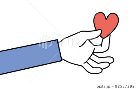 ハートを持つシンプルな手のイラスト 98557298