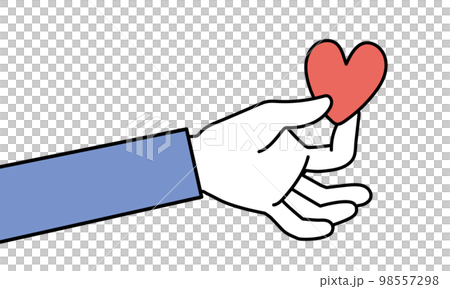 ハートを持つシンプルな手のイラスト 98557298