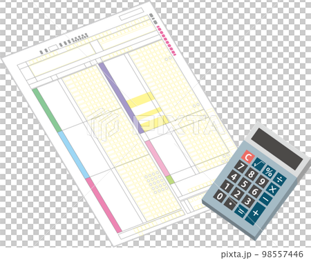 確定申告_確定申告書と電卓 確定申告_確定申告書と電卓 98557446