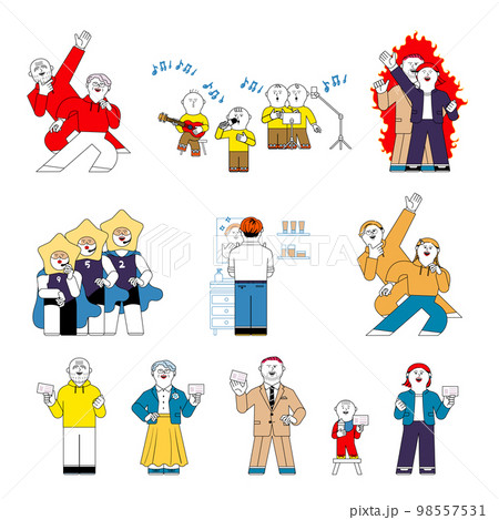 赤ちゃん〜シニアのイラストセット 赤ちゃん〜シニアのイラストセット 98557531