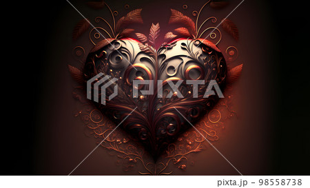 dark valentines day ornate fantasy heart symbol, neural network generated art 98558738
