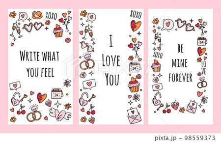 Vector set of valentines day social posts,storys with symbols in doodle style Vector set of valentines day social posts,storys with symbols in doodle style 98559373