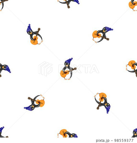 Penguin with guitar pattern seamless background texture repeat wallpaper geometric vector 98559377