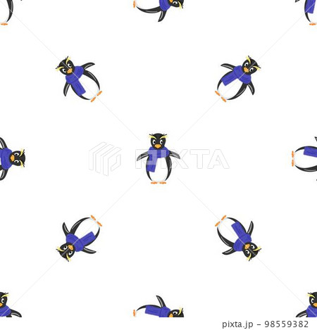 Penguin with scarf pattern seamless background…のイラスト素材 [98559382] - PIXTA