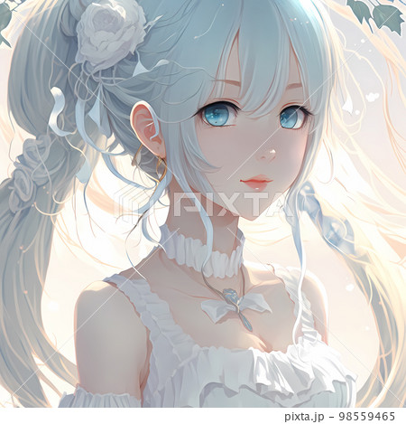 銀髪の白いドレスを着たお姫様「AI生成画像」 銀髪の白いドレスを着たお姫様「AI生成画像」 98559465