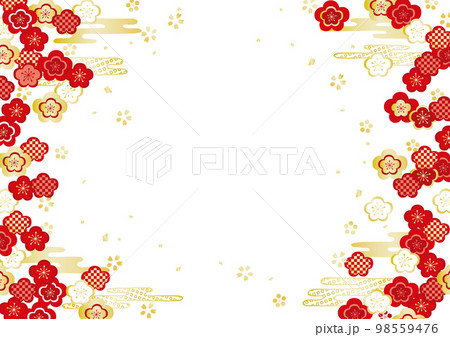 梅の和柄　背景イラスト. 98559476