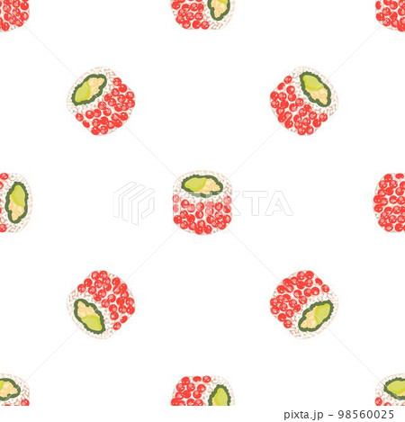 Caviar sushi roll pattern seamless background texture repeat wallpaper geometric vector 98560025
