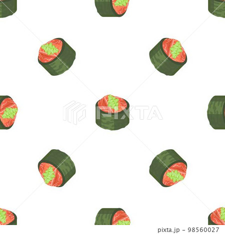 Green sushi roll pattern seamless background texture repeat wallpaper geometric vector 98560027