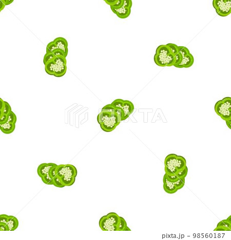 Sliced green paprika pattern seamless background texture repeat wallpaper geometric vector Sliced green paprika pattern seamless background texture repeat wallpaper geometric vector 98560187