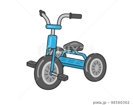 水色の、子供用の三輪車（フチあり）のイラスト 98560302