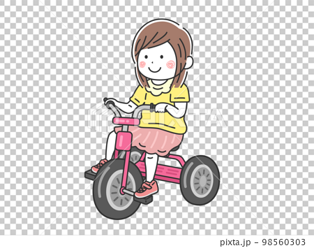 三輪車に乗る、女の子のイラスト 98560303