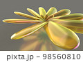 金色に輝くクリスタルガラスの花の3Dイラスト 98560810
