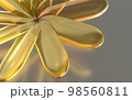 金色に輝くクリスタルガラスの花の3Dイラスト 98560811