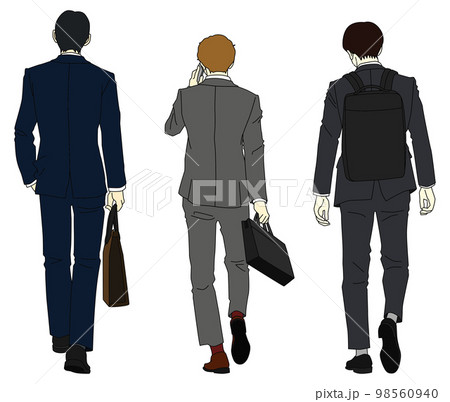 ビジネスマン3人組の後ろ姿のイラスト ビジネスマン3人組の後ろ姿のイラスト 98560940
