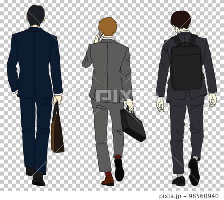 Illustration of the back of three businessmen 98560940