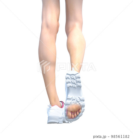 スニーカーを履いた足　perming3DCGイラスト素材 98561182