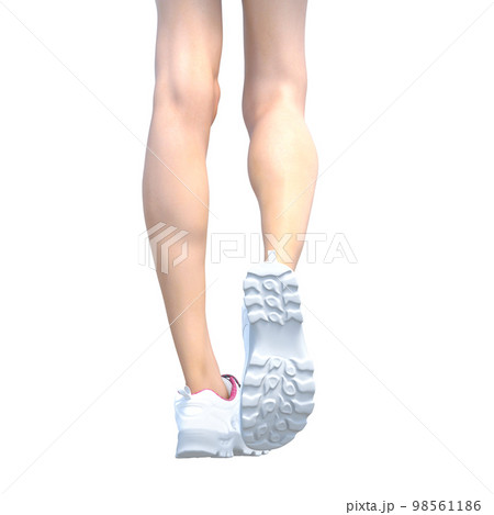 スニーカーを履いた足　perming3DCGイラスト素材 98561186