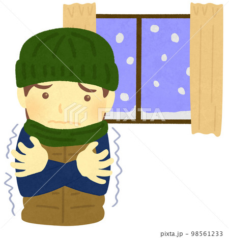 家の中で寒がる人 98561233