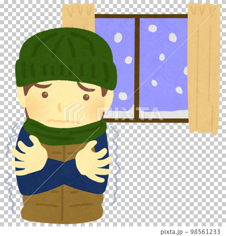 家の中で寒がる人 98561233