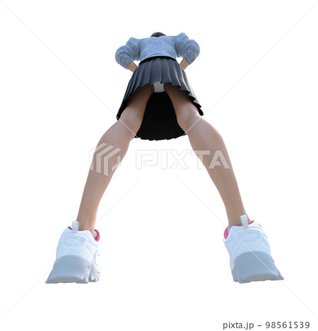ポーズする女子高生　perming3DCG イラスト素材 98561539