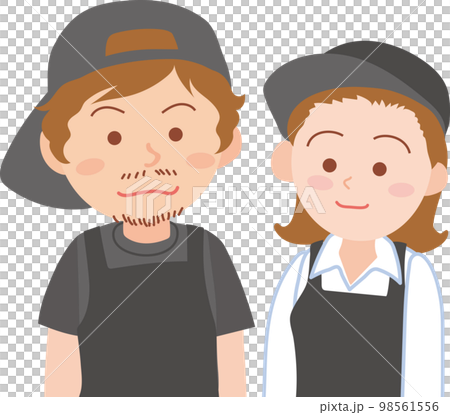 働く人アイコン_自営業_エプロン帽子姿男女 98561556