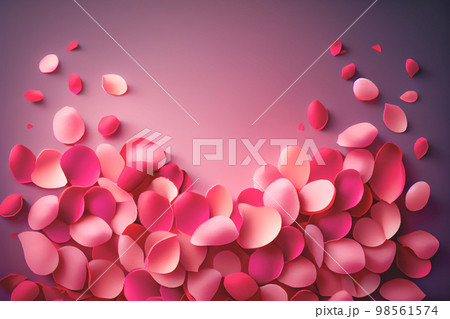 Valentine frame made of rose flowers, confetti on white background Valentine frame made of rose flowers, confetti on white background 98561574