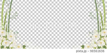 透明背景白牡丹和日本圖案雲竹圖案背景材料（雙面） 98561636