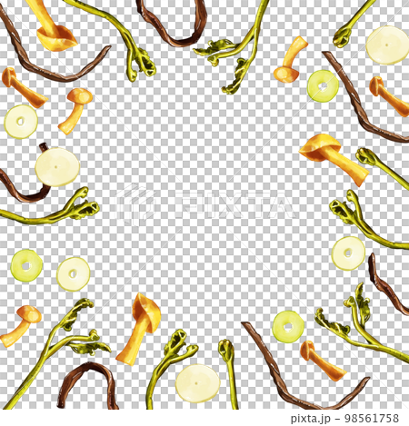 Hand-painted watercolor wild vegetable illustration square frame / enclosure Hand-painted watercolor wild vegetable illustration square frame / enclosure 98561758