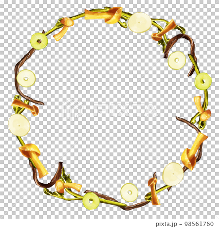 Hand-painted watercolor wild vegetable illustration square frame/circle Hand-painted watercolor wild vegetable illustration square frame/circle 98561760