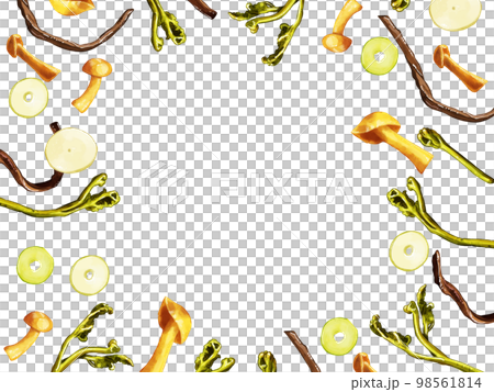 Hand-painted watercolor wild vegetable illustration rectangular frame / enclosure Hand-painted watercolor wild vegetable illustration rectangular frame / enclosure 98561814