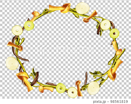 Hand-painted watercolor wild vegetable illustration rectangular frame oval Hand-painted watercolor wild vegetable illustration rectangular frame oval 98561819