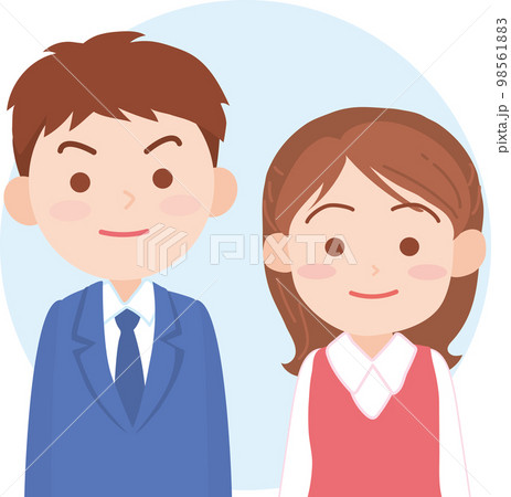 働く人アイコン_会社員男女_背景色あり 98561883