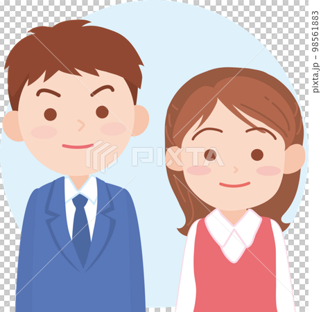 働く人アイコン_会社員男女_背景色あり 98561883