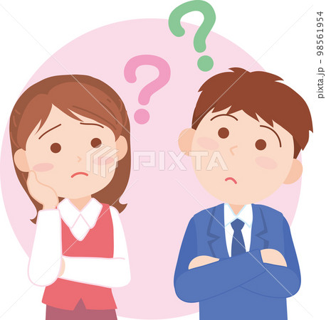 確定申告_疑問に思う働く人_会社員男女 98561954