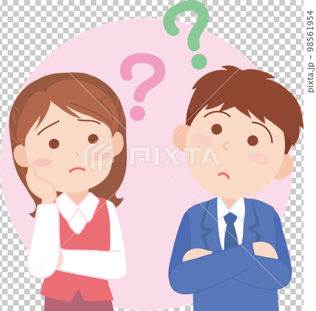 確定申告_疑問に思う働く人_会社員男女 98561954