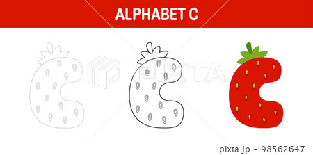 Alphabet C tracing and coloring worksheet for kids 98562647
