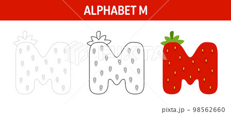 Alphabet M tracing and coloring worksheet for kids 98562660