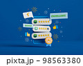 3d rendering online customer service rating. Concept feedback and review. 98563380