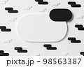 3d rendering blank round corner rectangle banner on abstract geometric minimal background. 98563387